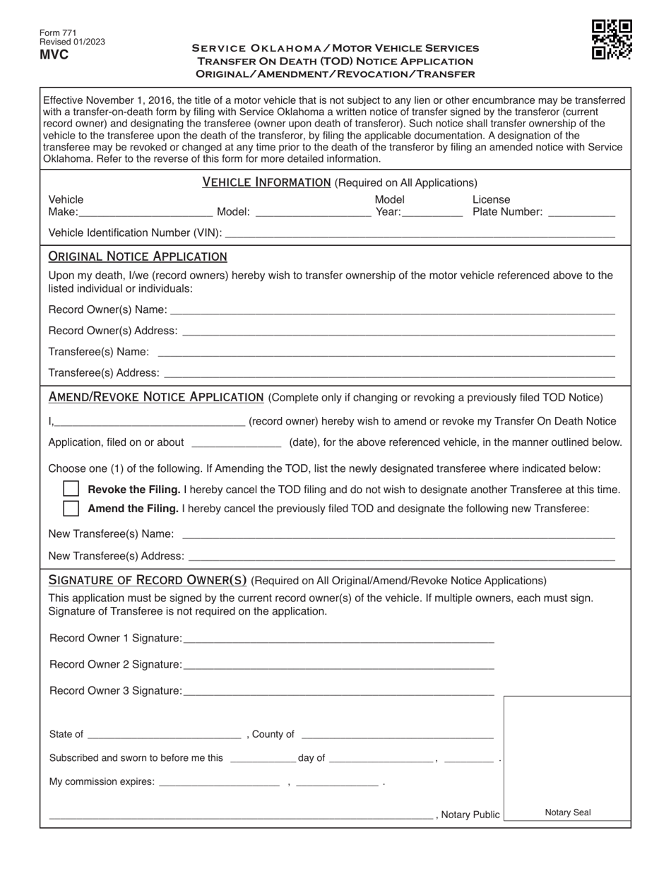 Form 771 - Fill Out, Sign Online and Download Fillable PDF, Oklahoma ...