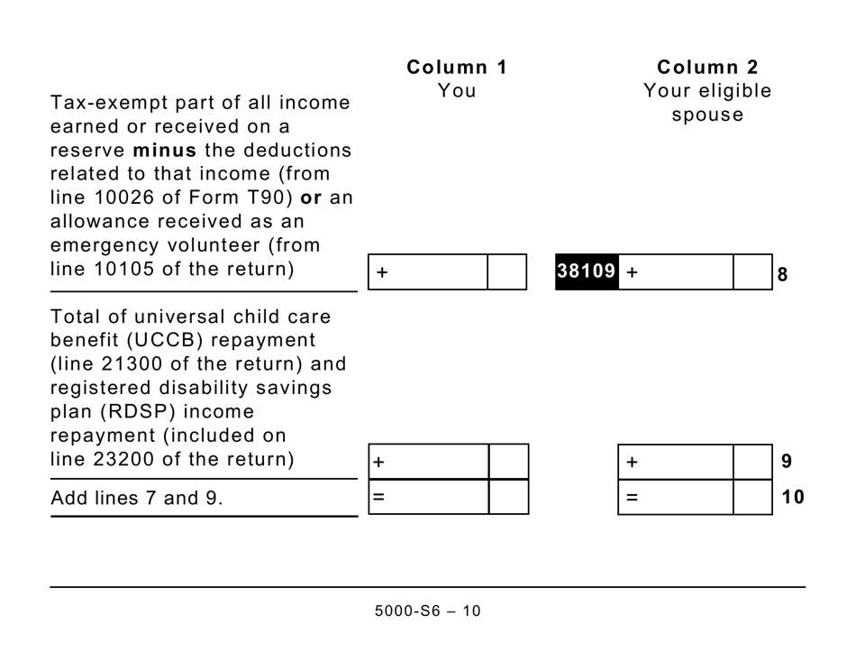 Form 5005-S6 Schedule 6 Canada Workers Benefit - Large Print - Canada, Page 10