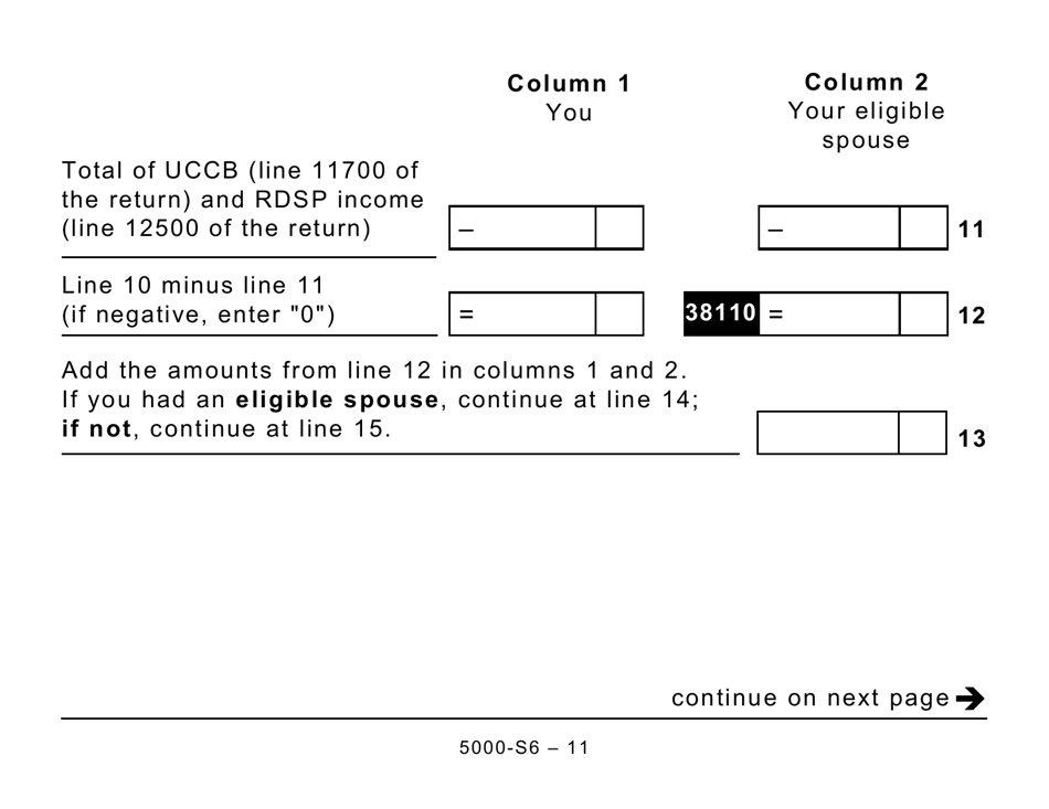 Form 5005-S6 Schedule 6 Canada Workers Benefit - Large Print - Canada, Page 11