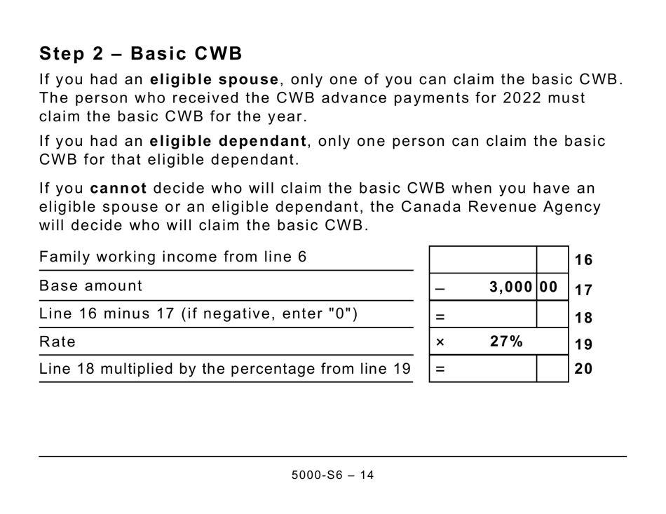 Form 5005-S6 Schedule 6 Canada Workers Benefit - Large Print - Canada, Page 14