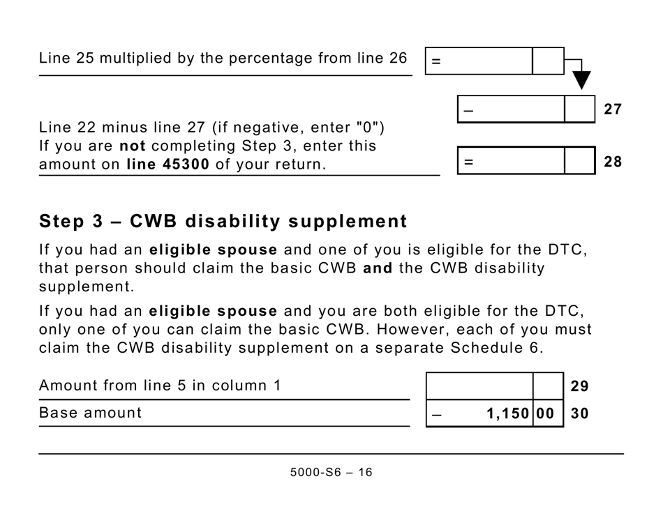 Form 5005-S6 Schedule 6 Canada Workers Benefit - Large Print - Canada, Page 16