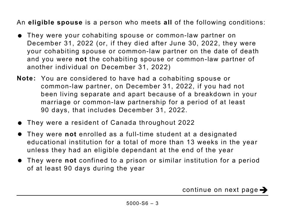 Form 5005-S6 Schedule 6 Canada Workers Benefit - Large Print - Canada, Page 3