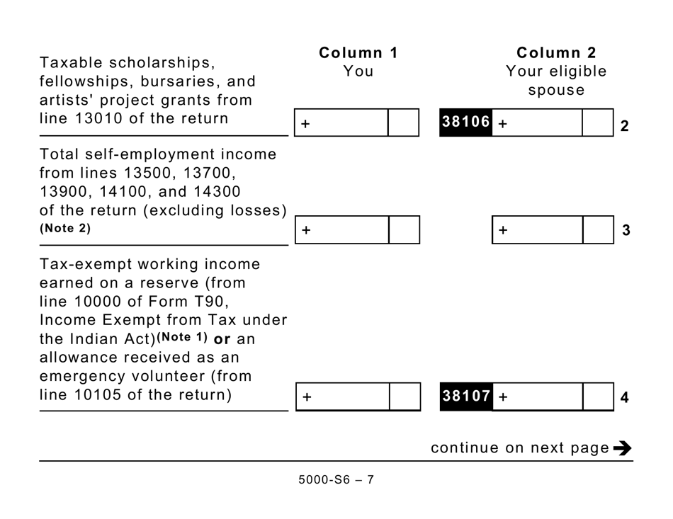 Form 5005-S6 Schedule 6 Canada Workers Benefit - Large Print - Canada, Page 7