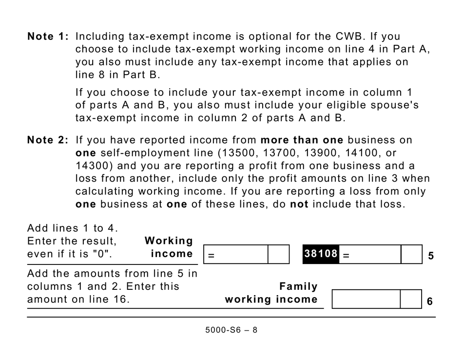 Form 5005-S6 Schedule 6 Canada Workers Benefit - Large Print - Canada, Page 8