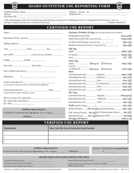 Document preview: Idaho Outfitter Use Reporting Form - Idaho