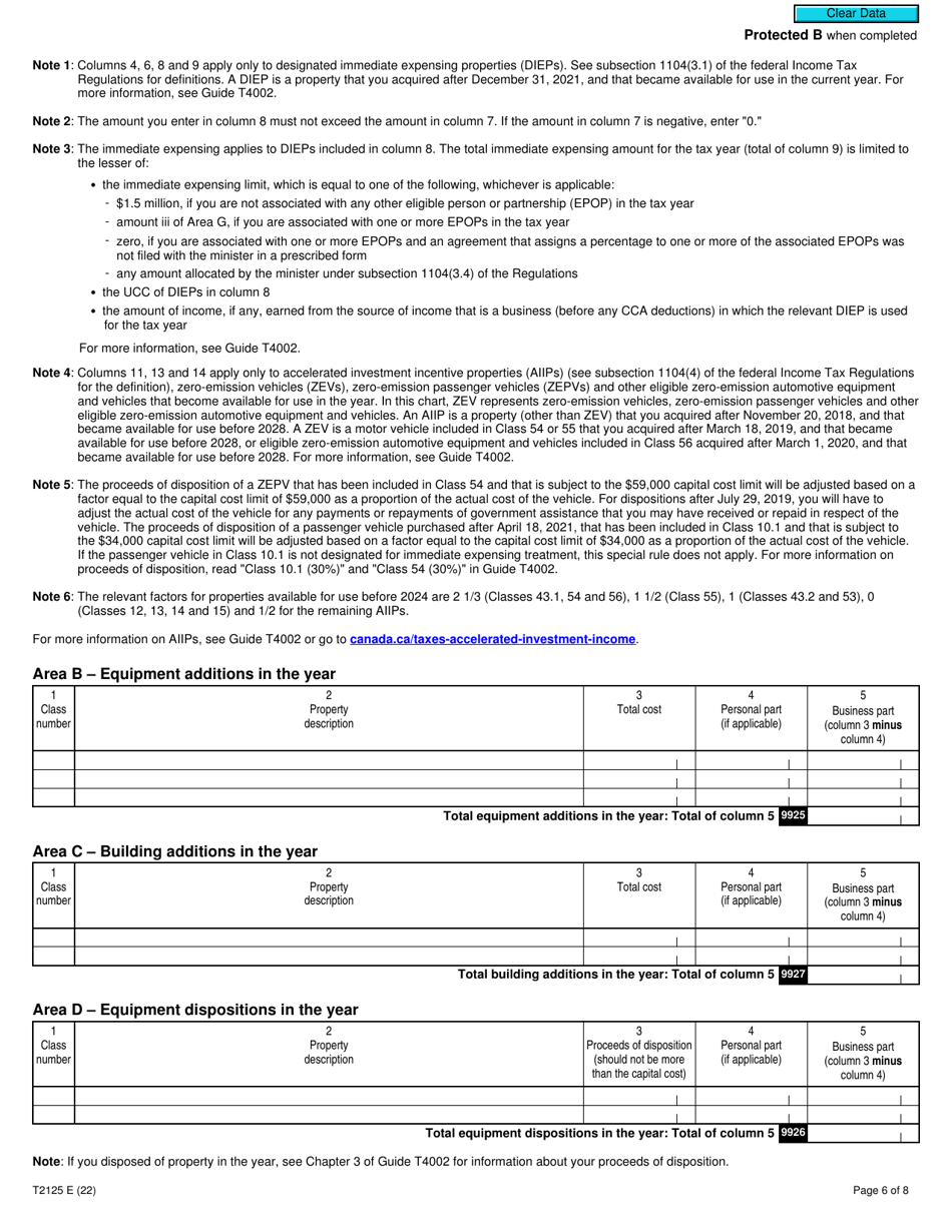 Form T2125 Download Fillable PDF or Fill Online Statement of Business