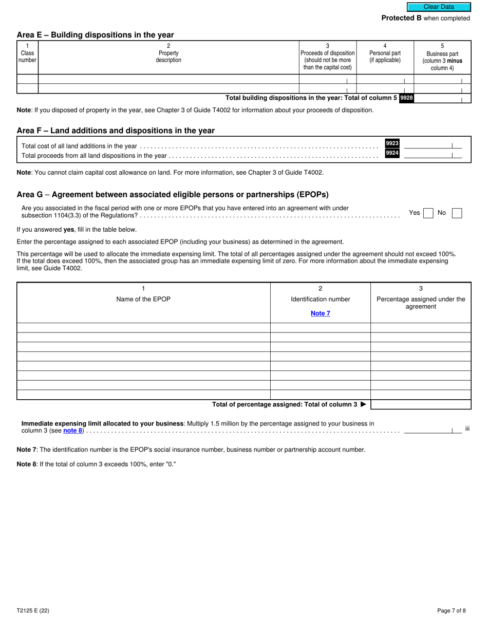 Form T2125 Statement of Business or Professional Activities - Canada, Page 7
