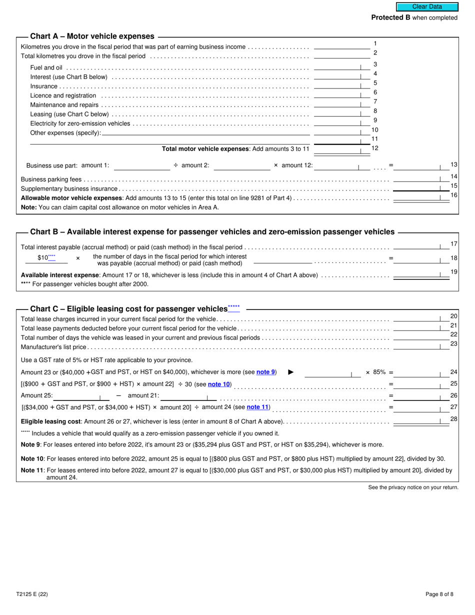 Form T2125 Download Fillable PDF Or Fill Online Statement Of Business ...