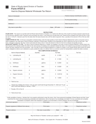 Document preview: Form HTDT-3 Hard-To-Dispose Material Wholesale Tax Return - Rhode Island