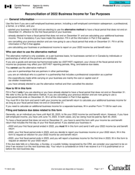 Document preview: Form T1139 Reconciliation of Business Income for Tax Purposes - Canada, 2022