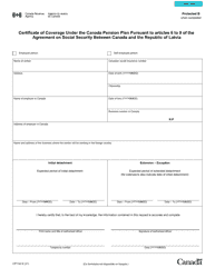 Form CPT143 Certificate of Coverage Under the Cpp Pursuant to Article 6 to 9 of the Agreement on Social Security Between Canada and the Republic of Latvia - Canada, Page 2