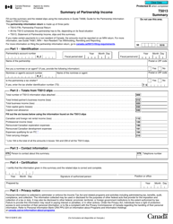 Document preview: Form T5013 SUM Summary of Partnership Income - Canada
