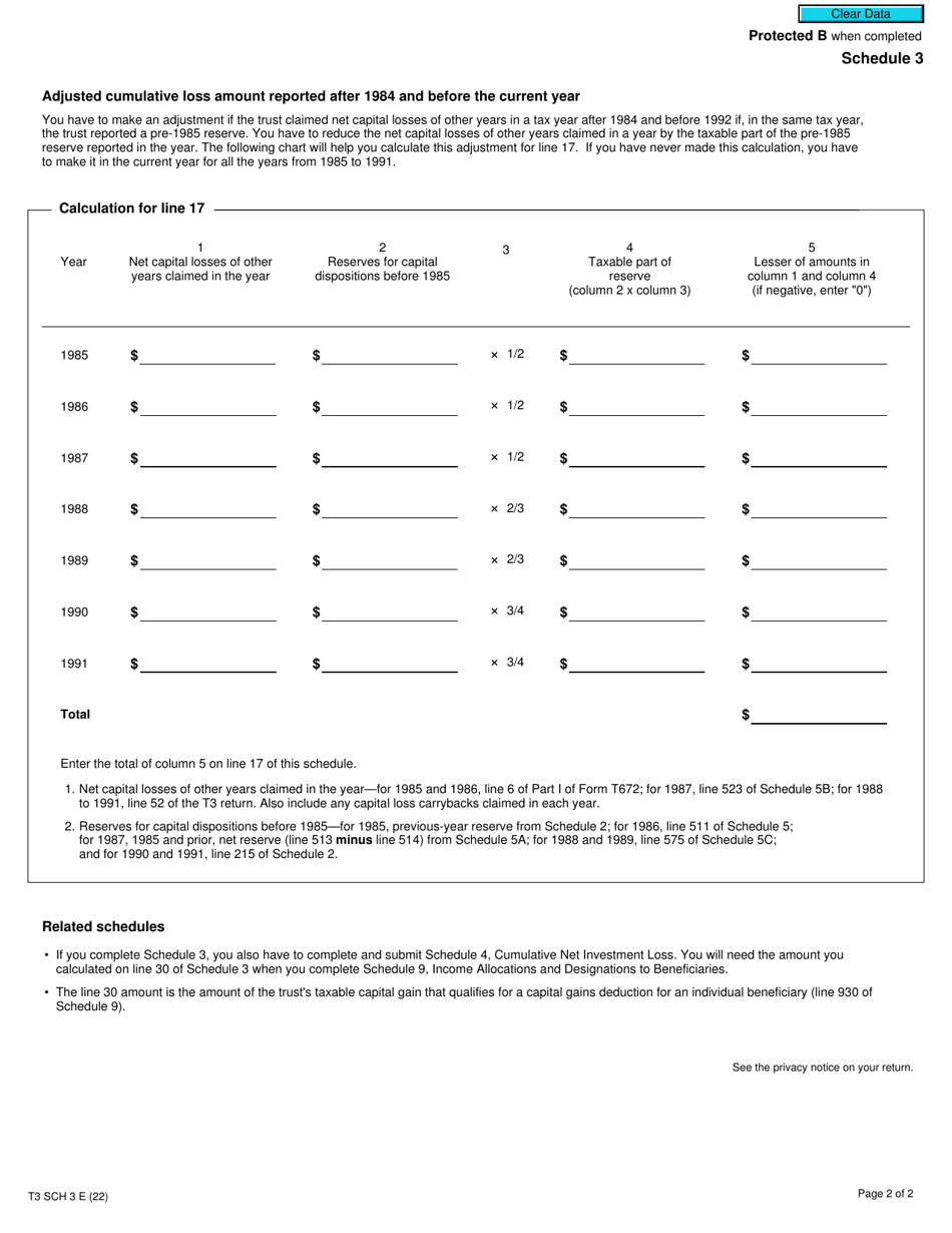 Form T3 Schedule 3 Eligible Taxable Capital Gains - Canada, Page 2