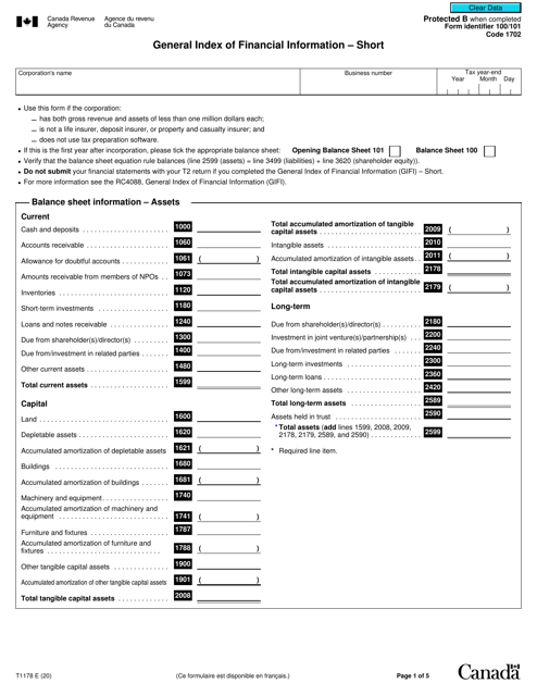 Form T1178  Printable Pdf