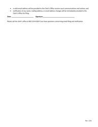 Email Filing and Electronic Notification Form for Unrepresented Parties - Utah, Page 2