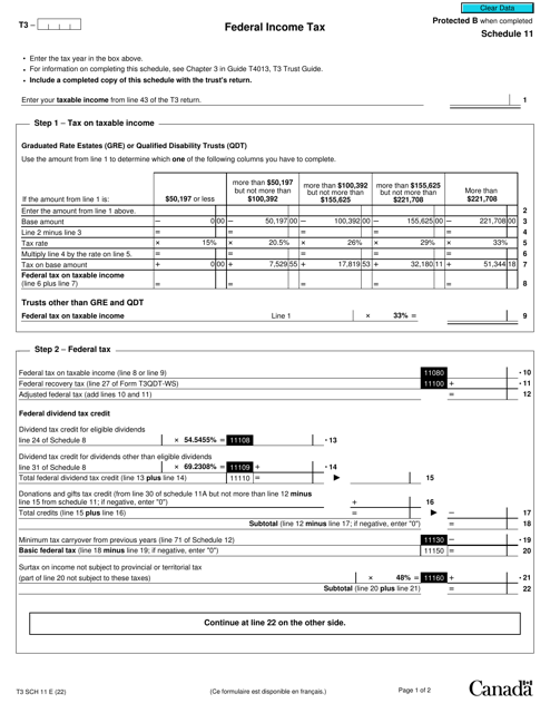 Form T3 Schedule 11  Printable Pdf