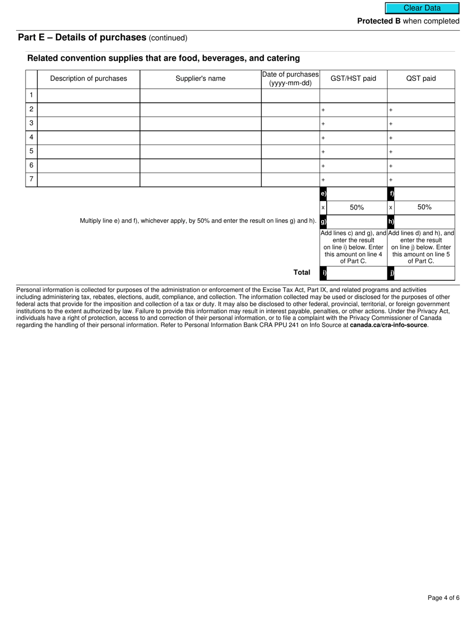 Form GST386 Rebate Application for Conventions - Canada, Page 4