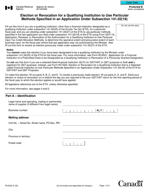 Form RC4522  Printable Pdf