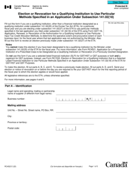 Form RC4522 Election or Revocation for a Qualifying Institution to Use Particular Methods Specified in an Application Under Subsection 141.02(18) - Canada