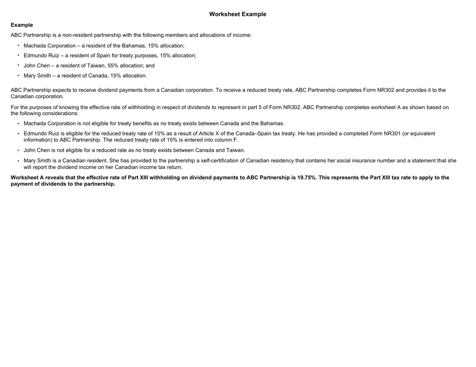 Form NR302 Declaration of Eligibility for Benefits (Reduced Tax) Under a Tax Treaty for a Partnership With Non-resident Partners - Canada, Page 8
