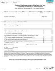 Form RC72 Notice of the Actual Amount of the Refund of Tax - Canada