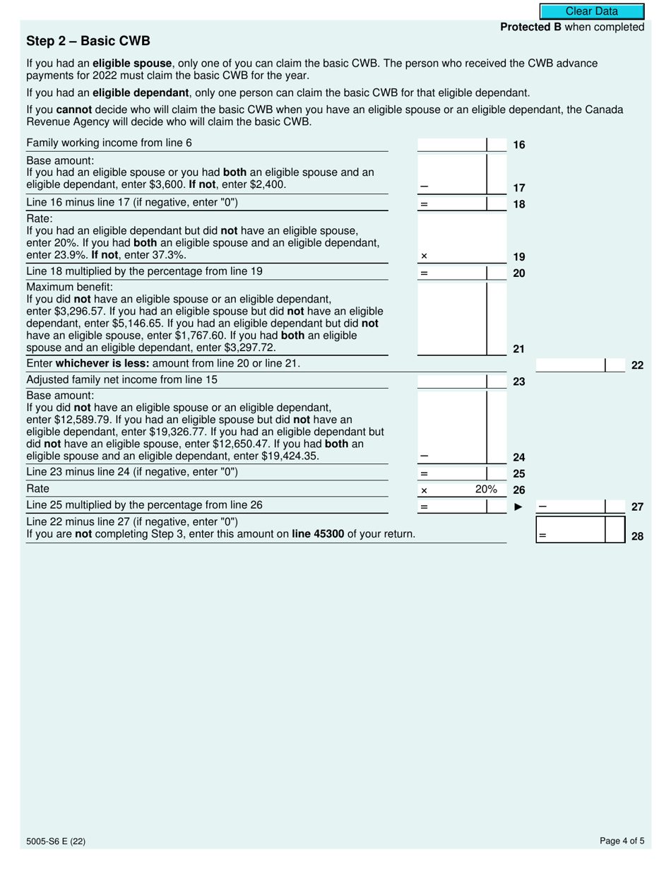 Form 5005-S6 Schedule 6 Canada Workers Benefit - Canada, Page 4