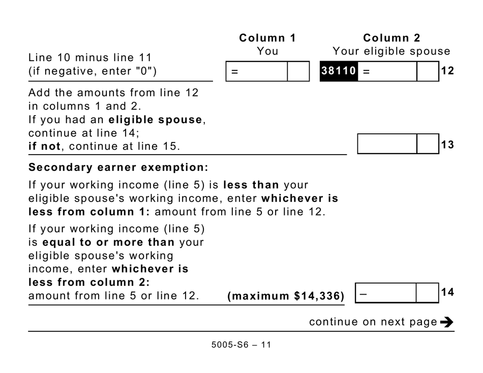 Form 5005-S6 Schedule 6 Canada Workers Benefit (For Qc Only) (Large Print) - Canada, Page 11