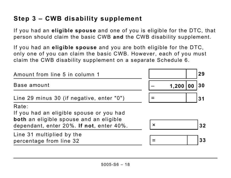 Form 5005-S6 Schedule 6 Canada Workers Benefit (For Qc Only) (Large Print) - Canada, Page 18