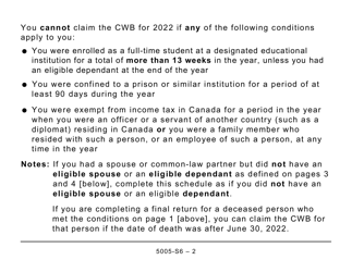 Form 5005-S6 Schedule 6 Canada Workers Benefit (For Qc Only) (Large Print) - Canada, Page 2