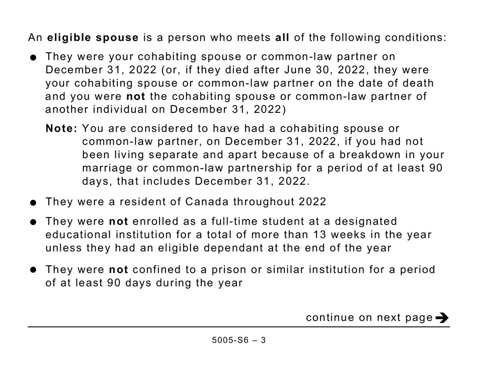Form 5005-S6 Schedule 6 Canada Workers Benefit (For Qc Only) (Large Print) - Canada, Page 3
