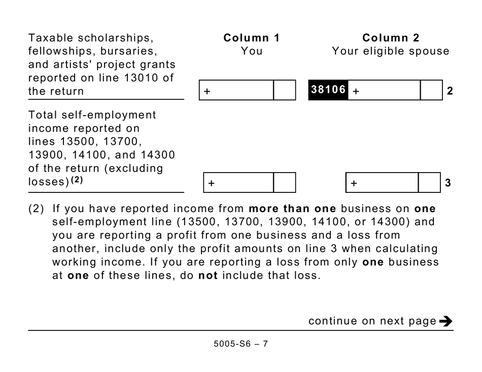 Form 5005-S6 Schedule 6 Canada Workers Benefit (For Qc Only) (Large Print) - Canada, Page 7