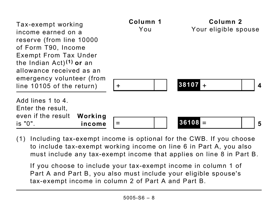 Form 5005-S6 Schedule 6 Canada Workers Benefit (For Qc Only) (Large Print) - Canada, Page 8
