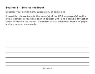 Form RC193 Service Feedback (Large Print) - Canada, Page 6