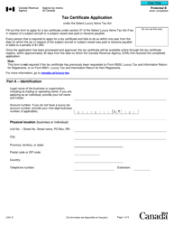 Document preview: Form L501 Tax Certificate Application - Canada