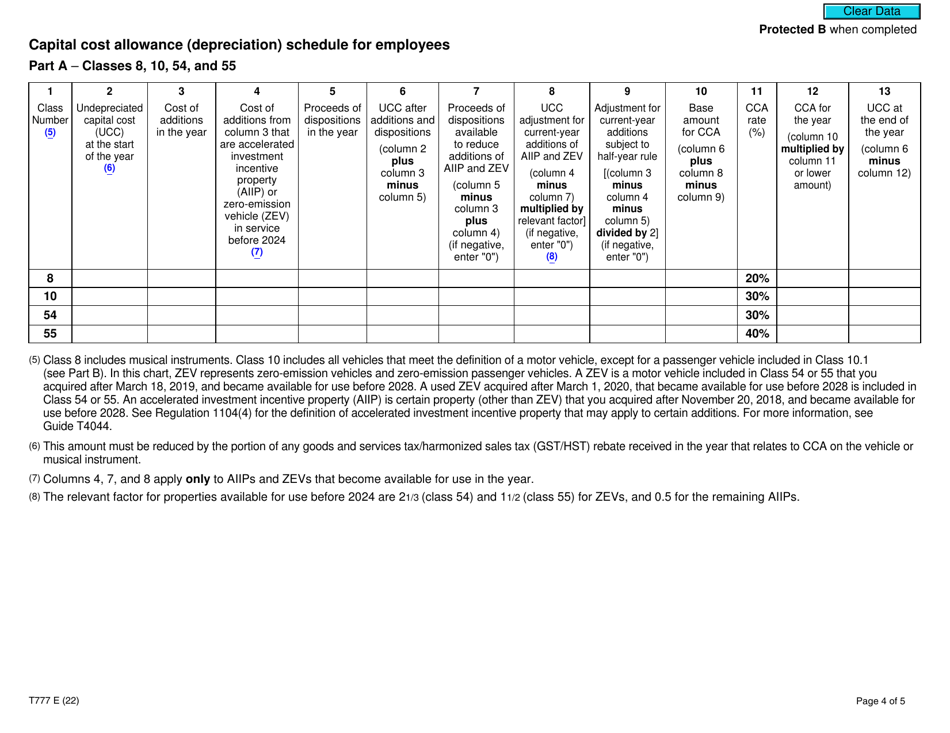 Form T777 Statement of Employment Expenses - Canada, Page 4