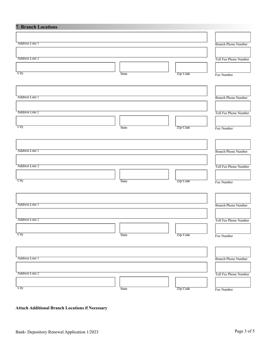 Financial Institutions Application for Renewal of Bank License - Nevada, Page 3