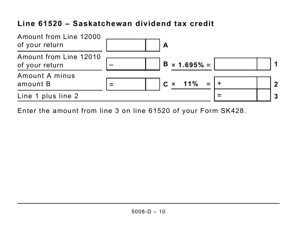 Form 5008-D Worksheet SK428 Saskatchewan (Large Print) - Canada, Page 10