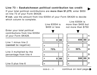 Form 5008-D Worksheet SK428 Saskatchewan (Large Print) - Canada, Page 11
