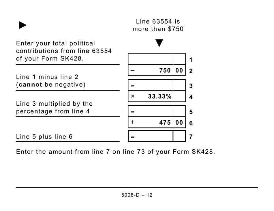 Form 5008-D Worksheet SK428 Saskatchewan (Large Print) - Canada, Page 12
