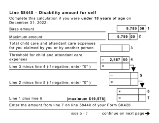 Form 5008-D Worksheet SK428 Saskatchewan (Large Print) - Canada, Page 7