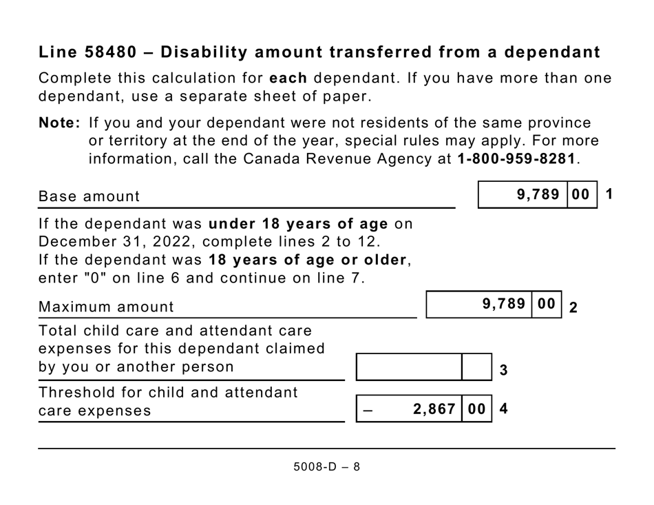 Form 5008-D Worksheet SK428 Saskatchewan (Large Print) - Canada, Page 8