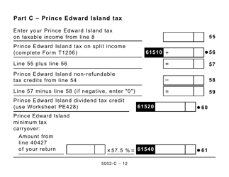 Form 5002-C (PE428) Prince Edward Island Tax and Credits (Large Print) - Canada, Page 12