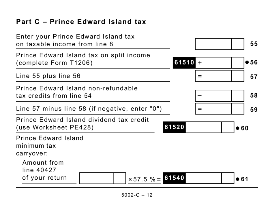 Form 5002-C (PE428) Prince Edward Island Tax and Credits (Large Print) - Canada, Page 12