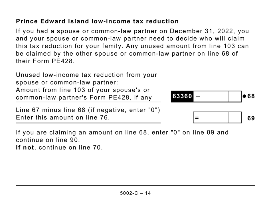 Form 5002-C (PE428) Prince Edward Island Tax and Credits (Large Print) - Canada, Page 14