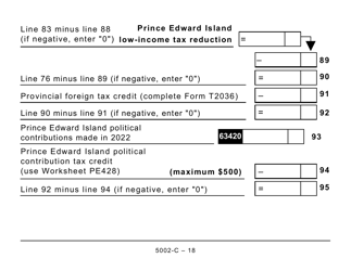 Form 5002-C (PE428) Prince Edward Island Tax and Credits (Large Print) - Canada, Page 18