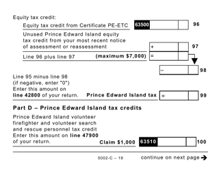 Form 5002-C (PE428) Prince Edward Island Tax and Credits (Large Print) - Canada, Page 19