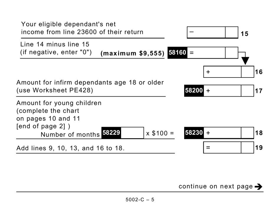 Form 5002-C (PE428) Prince Edward Island Tax and Credits (Large Print) - Canada, Page 5