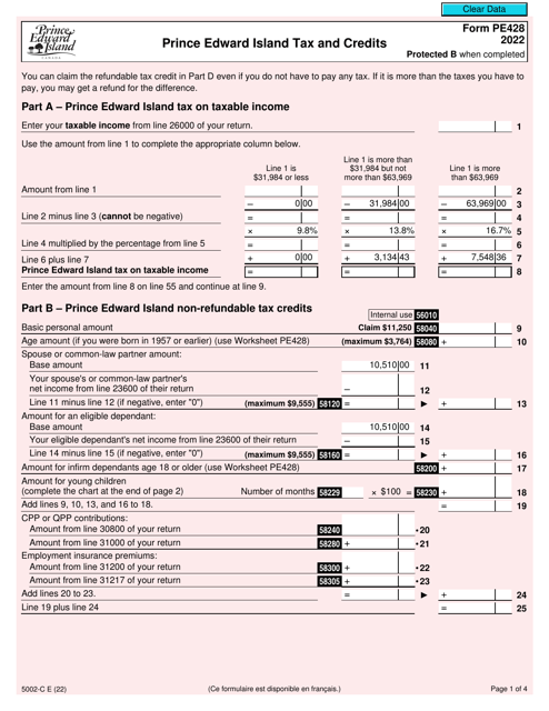 Form 5002-C (PE428) 2022 Printable Pdf