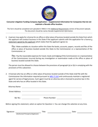 Document preview: Consumer Litigation Funding Company Application - 604c Supplemental Form - Nevada