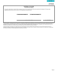 Form CPT72 Certificate of Coverage Under the Canada Pension Plan Pursuant to Article VI of the Agreement on Social Security Between the Government of Canada and the Government of the Republic of Turkey - Canada, Page 3